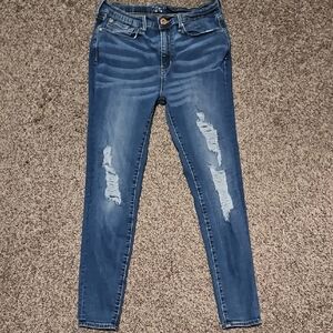 Denizen from Levi's Women's Distressed Skinny Jeans - Blue